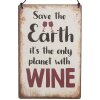 Clayre & Eef 6Y5695 Text Semn Salvați Pământul Vin 10x15cm Fier Bej Roșu