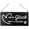 Clayre & Eef 6Y5698 Semn cu text Fericirea mea are 4 labe Negru 30x1x15 cm