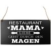 Clayre & Eef 6Y5699 Semn cu text Love goes through the stomach Negru 40x1x20 cm
