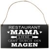 Clayre & Eef 6Y5699 Semn cu text Love goes through the stomach Negru 40x1x20 cm