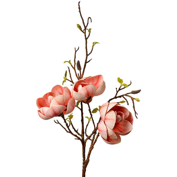 Clayre & Eef Creangă decorativă cu flori roz maro 106 cm Plastic