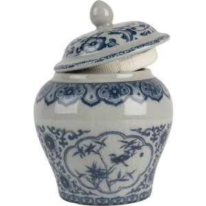 Clayre & Eef 6CE2143 Oală de decorare cu capac Ceramică gri albastru Ø 9x13 cm