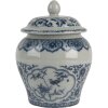 Clayre & Eef 6CE2143 Oală de decorare cu capac Ceramică gri albastru Ø 9x13 cm