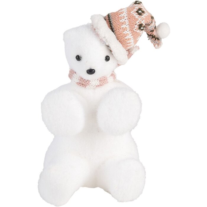 Clayre & Eef 66120 Figurină decorativă urs polar alb roz 11x11x18 cm
