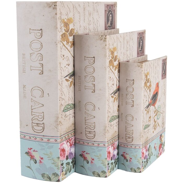 Clayre & Eef 66257 Aufbewahrungsbox Set 3er-Set Antikes Design Beige Vintage