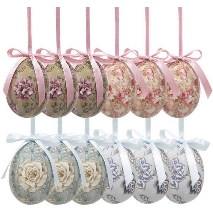 Clayre & Eef 65905 Decorațiune ouă suspendate set 12 aspect vintage Ø 4x5 cm
