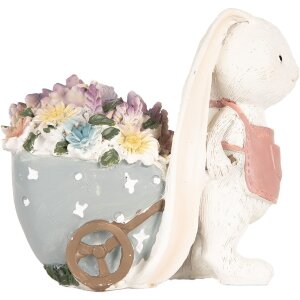 Clayre & Eef 6PR5148 Decorațiune iepure alb roz 11x6x10 cm Stil rustic