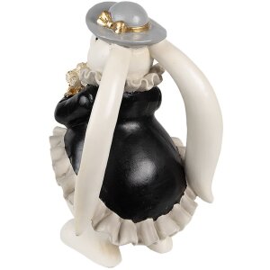 Clayre & Eef 6PR5150 Decorațiune iepure alb negru aur 14x13x22 cm