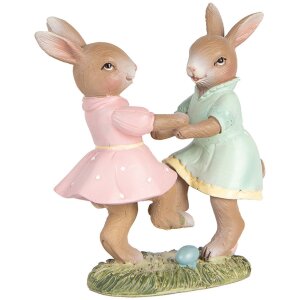Clayre & Eef 6PR5437 Dekoration Kaninchen 8x3x8 cm Beige Rosa Mintgrün