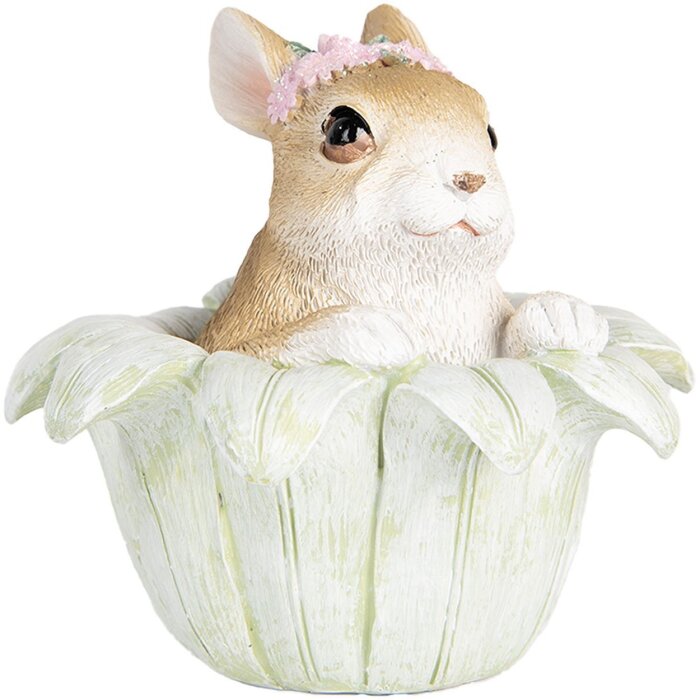 Clayre & Eef 6PR5450 Dekoration Kaninchen Beige Grün 12x12x12 cm