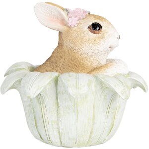 Clayre & Eef 6PR5450 Dekoration Kaninchen Beige Grün 12x12x12 cm