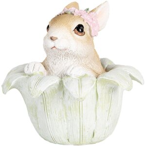 Clayre & Eef 6PR5450 Dekoration Kaninchen Beige Grün 12x12x12 cm