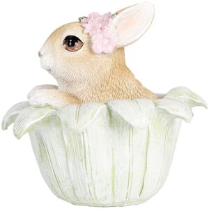 Clayre & Eef 6PR5450 Dekoration Kaninchen Beige Grün 12x12x12 cm