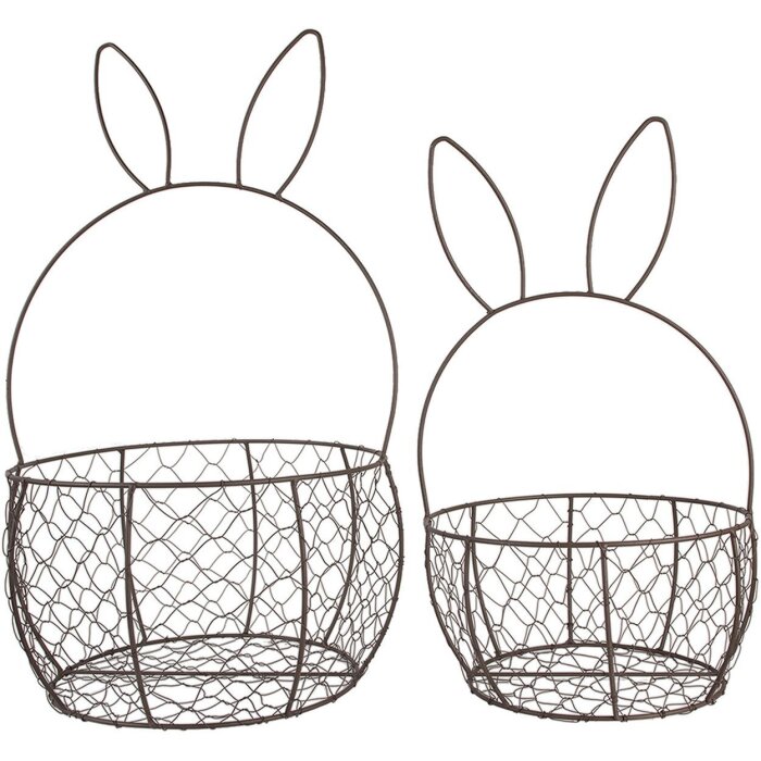 Clayre & Eef 6Y5794 Set de 2 coșuri metalice maro Ø 33x55 cm Ø 27x45 cm