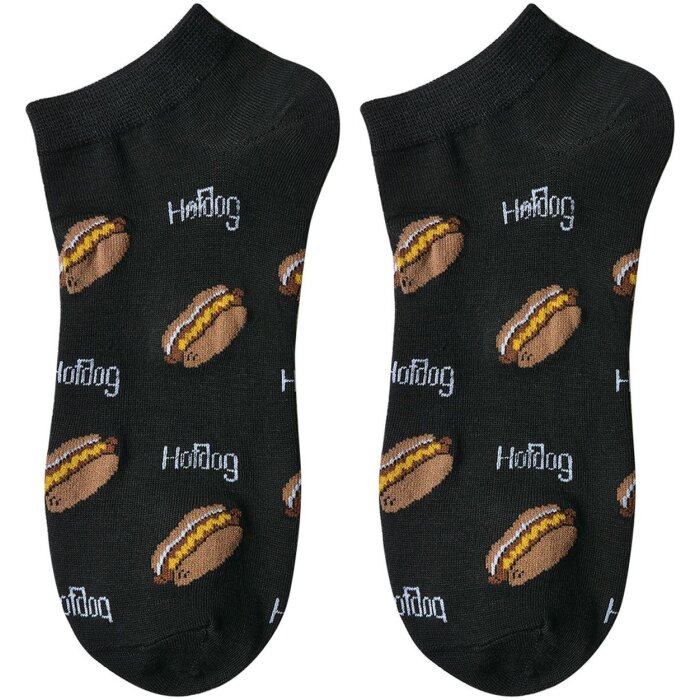 Juleeze JZSSK0018 Socken Hotdog Motiv Schwarz Größe 36-41