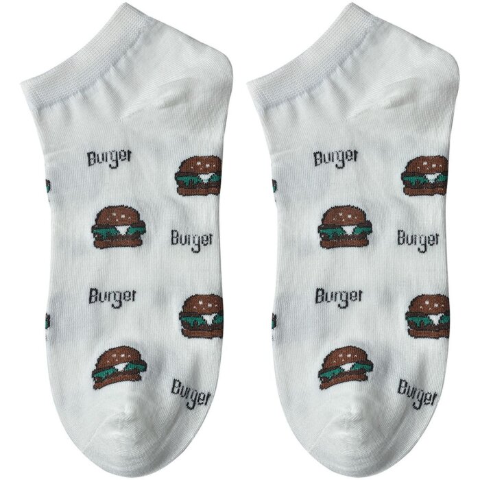 Juleeze JZSSK0019 Șosete Sneaker Burger Motif Alb Dimensiune 36-41