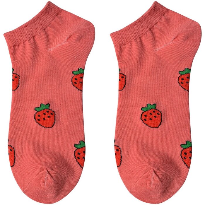 Juleeze JZSSK0031 șosete de damă pentru adidași cu motiv de căpșuni roșu dimensiune 36-41