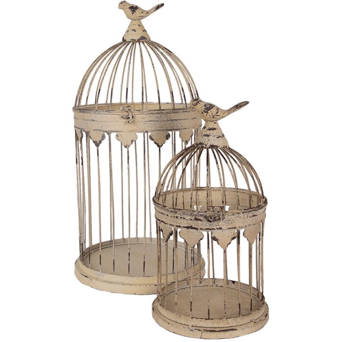Decorare Cagă de Păsari Set 2 Piese Stil Antic Maro