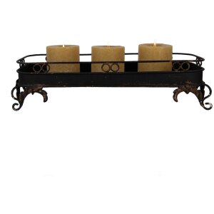 Clayre & Eef 5Y1284 Tavă din fier negru 55x20x14 cm Decorațiune în stil antic