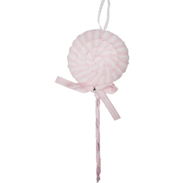 Clayre & Eef Pandantiv decorativ Lollipop Roz Alb 9x2x25 cm Stil rustic Plastic