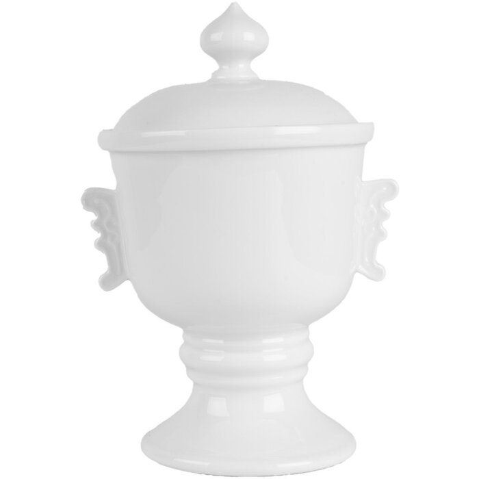 Clayre & Eef 6CE2170 Vas de depozitare cu capac Ceramic alb Ø 12x17 cm 125 ml