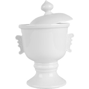 Clayre & Eef 6CE2170 Vas de depozitare cu capac Ceramic alb Ø 12x17 cm 125 ml