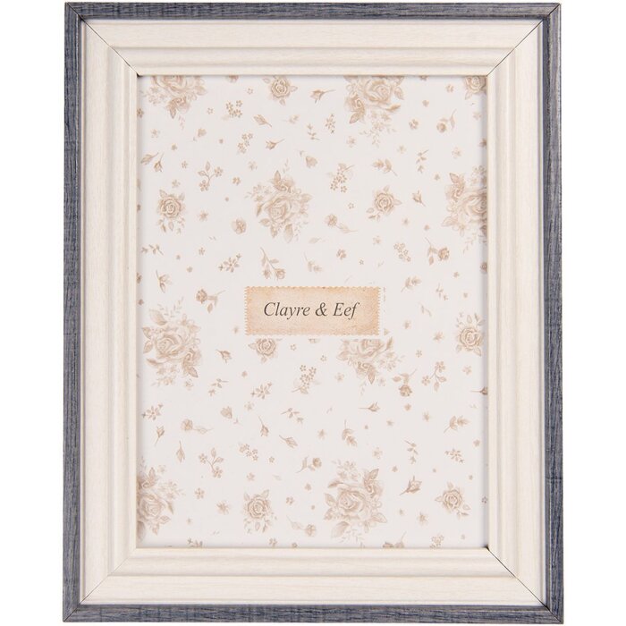 Clayre & Eef 2F1226M Fotorahmen Weiß-Blau 13x18 cm Landhausstil