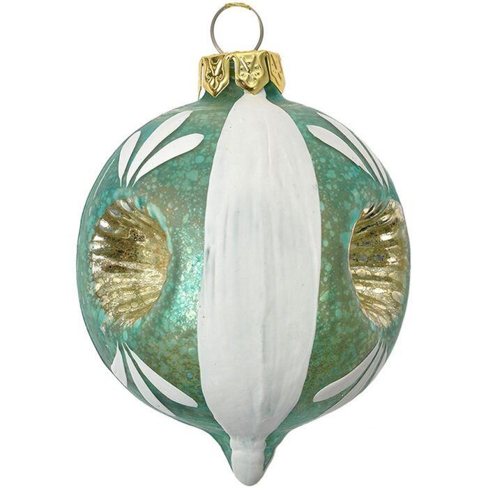 Clayre & Eef 6GL4707 Christbaumkugel Blau Weiß Ø 5x7 cm Glas Landhausstil