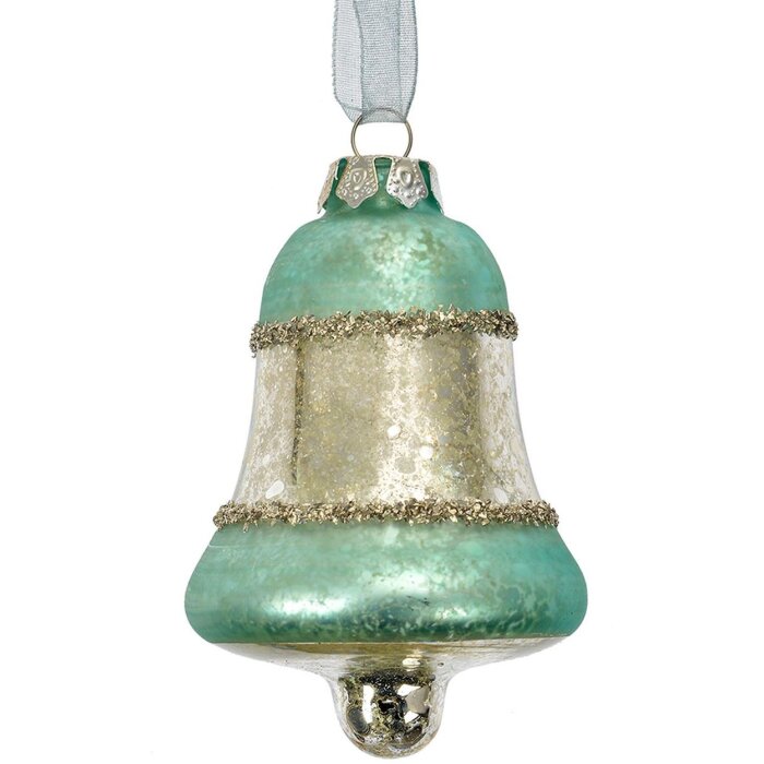 Clayre & Eef 6GL4710BL Weihnachtsanhänger Glas Blau Ø 5x9 cm Landhausstil