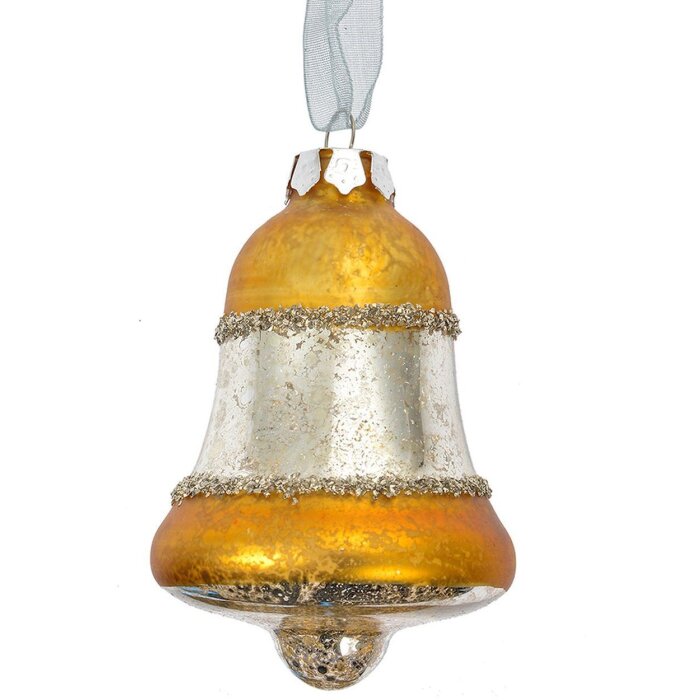 Clayre & Eef 6GL4710Y Weihnachtsanhänger Gold Silber Ø 5x9 cm Glas Landhausstil