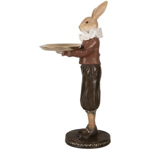 Clayre & Eef 6PR5360 Decorațiune iepure cu bol bej maro 18x17x31 cm