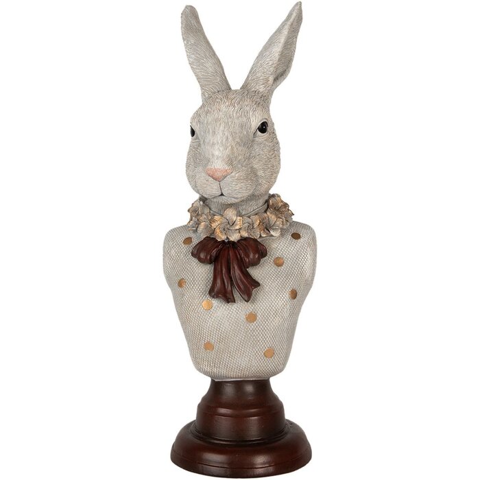 Clayre & Eef 6PR5362 Decorațiune bust iepure gri 13x12x39 cm