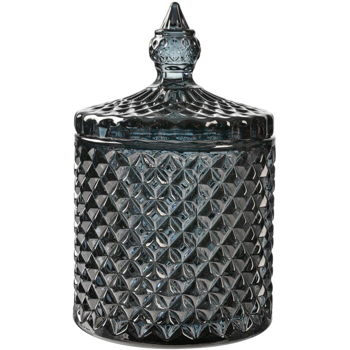 Clayre & Eef 6GL4722 Borcan de depozitare cu capac Sticlă gri Ø 9x14 cm Clasic