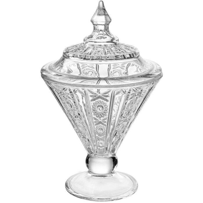 Clayre & Eef Bonbonieră Sticla Ø12x19cm cu Capac Model Relief Transparent