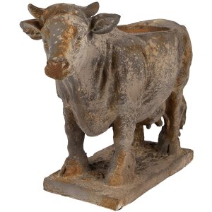 Clayre & Eef 6MG0110 Ghiveci de flori în formă de vacă gri-bej 36x15x28 cm aspect antic