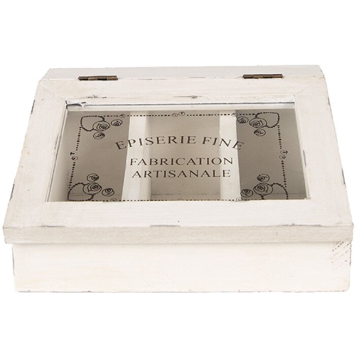 Clayre & Eef 6H2398 Cutie ceai Anticivriu 18x16x9 cm cu 3 compartimente