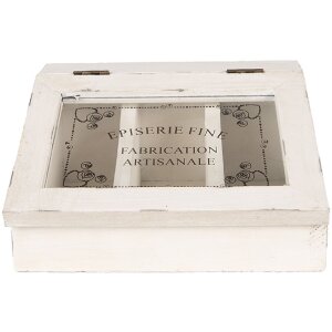 Clayre & Eef 6H2398 Teedose Antikweiß 18x16x9...