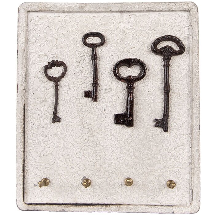 Clayre & Eef 6H2399 Tablă chei Bej Maro 22x5x25 cm Lemn Fier