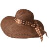 Juleeze JZHA0121 Damenhut Braun 57 cm Stroh mit Punkten Schleife Sommerhut