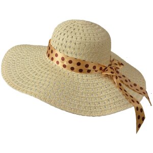 Juleeze JZHA0122 Hut Beige 57 cm gepunktetes Satinband...