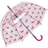 Juleeze JZUM0092 Umbrelă transparentă flamingo design 90cm mâner robust roz