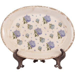 Clayre & Eef 6CE2024 Dekoteller Beige Blau 25x18 cm...