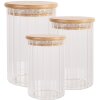 Clayre & Eef 6GL4719L Borcan de depozitare cu capac bambus Ø 8x18 cm sticlă lemn