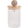 Clayre & Eef 6GL4719S Borcan de depozitare cu capac Transparent Ø 7x10 cm Sticlă Lemn