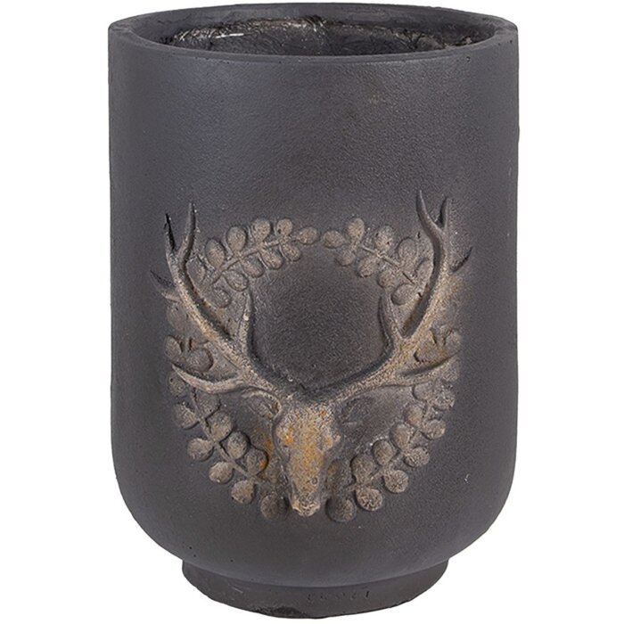 Clayre & Eef 6MG0109 Decorațiune ghiveci de flori motiv căprioară gri-bej Ø 23x31 cm