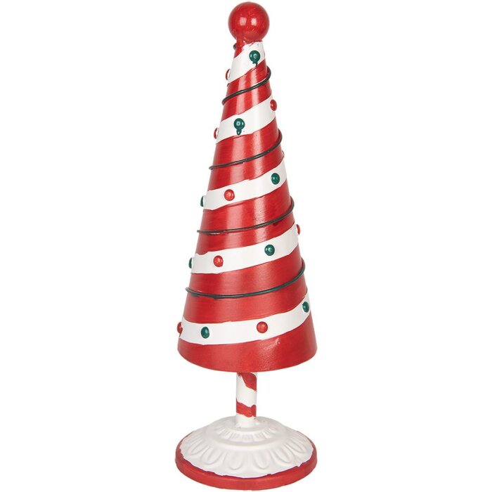 Clayre & Eef 6Y5734 Decorațiune Pom de Crăciun Roșu Alb Ø 12x36 cm Fier