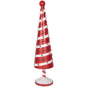 Clayre & Eef 6Y5735 Weihnachtsbaum Eisen Rot Weiß Ø13x49cm Landhausstil
