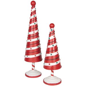 Clayre & Eef 6Y5735 Weihnachtsbaum Eisen Rot Weiß Ø13x49cm Landhausstil