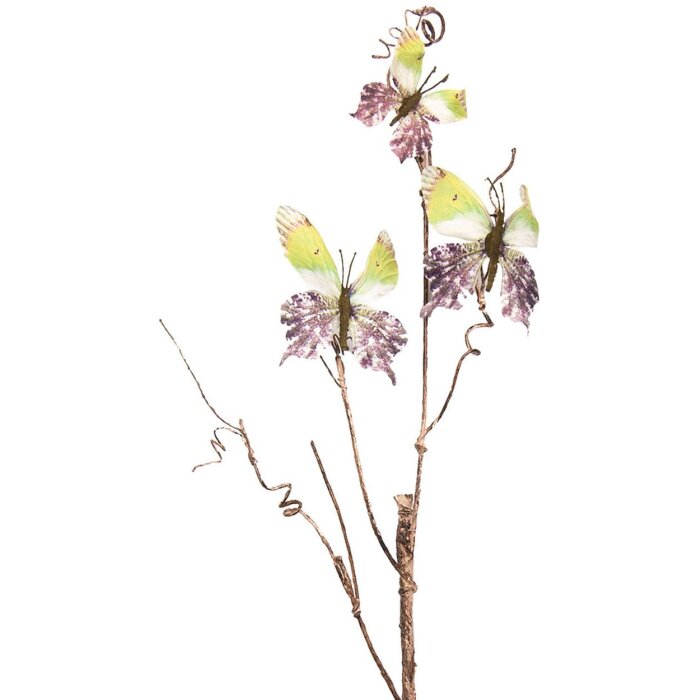 Clayre & Eef 50806 Dekoration Zweig mit Schmetterlingen Grün 14x5x85 cm