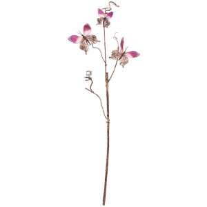 Clayre & Eef 50808 Dekoration Zweig mit Schmetterlingen Rosa 14x5x85 cm
